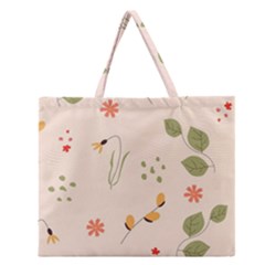 Spring Art Floral Pattern Design Zipper Large Tote Bag by Maspions