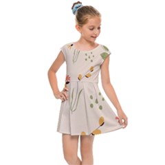 Spring Art Floral Pattern Design Kids  Cap Sleeve Dress