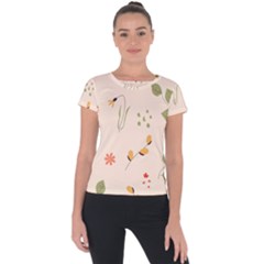 Spring Art Floral Pattern Design Short Sleeve Sports Top 