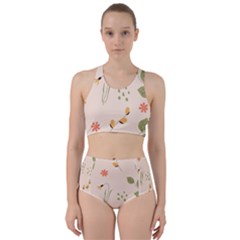 Spring Art Floral Pattern Design Racer Back Bikini Set by Maspions