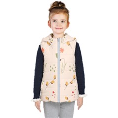 Spring Art Floral Pattern Design Kids  Hooded Puffer Vest