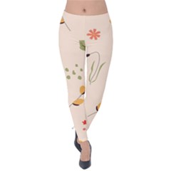 Spring Art Floral Pattern Design Velvet Leggings