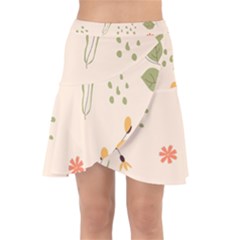 Spring Art Floral Pattern Design Wrap Front Skirt