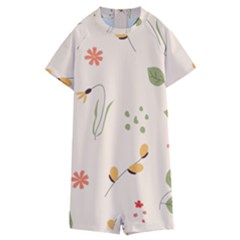 Spring Art Floral Pattern Design Kids  Boyleg Half Suit Swimwear