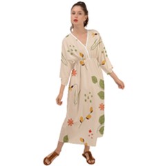 Spring Art Floral Pattern Design Grecian Style  Maxi Dress