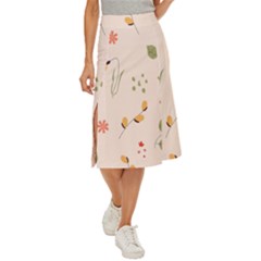 Spring Art Floral Pattern Design Midi Panel Skirt