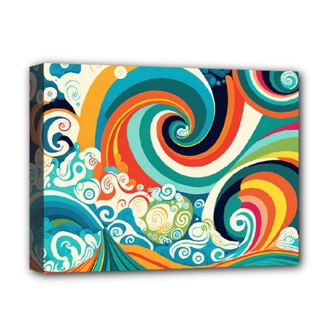 Waves Ocean Sea Abstract Whimsical Deluxe Canvas 16  X 12  (stretched) 