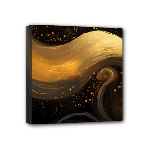 Abstract Gold Wave Background Mini Canvas 4  X 4  (stretched)