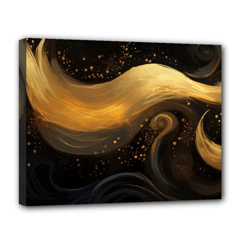 Abstract Gold Wave Background Canvas 14  X 11  (stretched)
