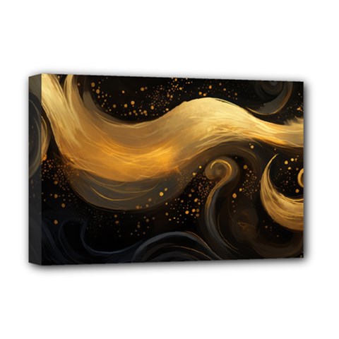 Abstract Gold Wave Background Deluxe Canvas 18  X 12  (stretched)