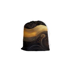Abstract Gold Wave Background Drawstring Pouch (xs)