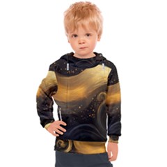 Abstract Gold Wave Background Kids  Hooded Pullover