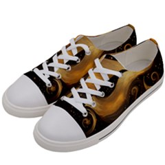 Abstract Gold Wave Background Women s Low Top Canvas Sneakers