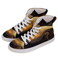 Abstract Gold Wave Background Women s Hi-top Skate Sneakers