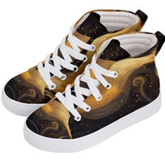 Abstract Gold Wave Background Kids  Hi-top Skate Sneakers