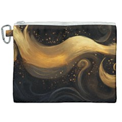 Abstract Gold Wave Background Canvas Cosmetic Bag (xxl)
