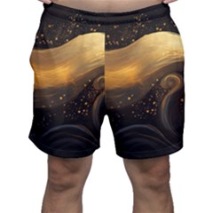 Abstract Gold Wave Background Men s Shorts