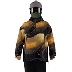 Abstract Gold Wave Background Men s Ski And Snowboard Waterproof Breathable Jacket