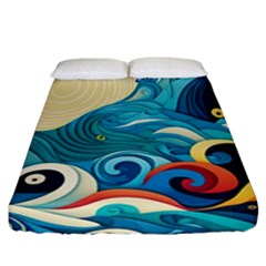 Waves Wave Ocean Sea Abstract Whimsical Fitted Sheet (california King Size)