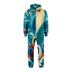 Waves Wave Ocean Sea Abstract Whimsical Hooded Jumpsuit (kids) by Maspions