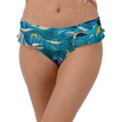 Waves Wave Ocean Sea Abstract Whimsical Frill Bikini Bottoms