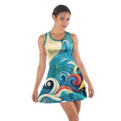 Waves Wave Ocean Sea Abstract Whimsical Cotton Racerback Dress