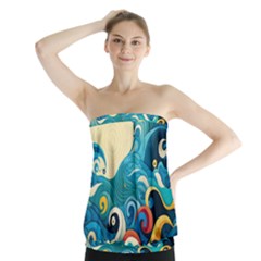 Waves Wave Ocean Sea Abstract Whimsical Strapless Top by Maspions