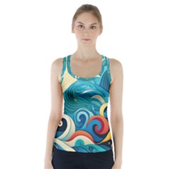 Waves Wave Ocean Sea Abstract Whimsical Racer Back Sports Top