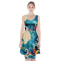 Waves Wave Ocean Sea Abstract Whimsical Racerback Midi Dress by Maspions