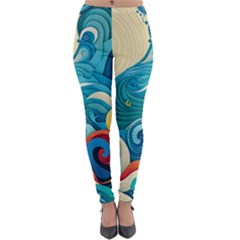 Waves Wave Ocean Sea Abstract Whimsical Lightweight Velour Leggings