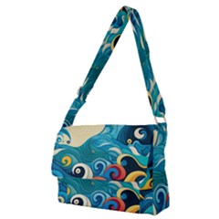 Waves Wave Ocean Sea Abstract Whimsical Full Print Messenger Bag (m) by Maspions