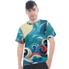 Waves Wave Ocean Sea Abstract Whimsical Men s Sport Top by Maspions
