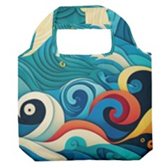 Waves Wave Ocean Sea Abstract Whimsical Premium Foldable Grocery Recycle Bag