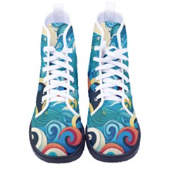 Waves Wave Ocean Sea Abstract Whimsical Women s High-top Canvas Sneakers by Maspions