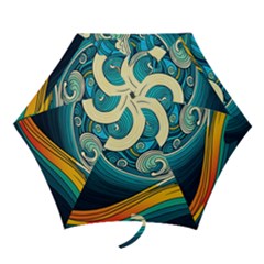 Waves Ocean Sea Abstract Whimsical Art Mini Folding Umbrellas