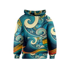 Waves Ocean Sea Abstract Whimsical Art Kids  Pullover Hoodie