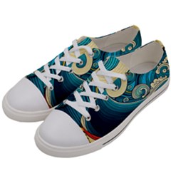 Waves Ocean Sea Abstract Whimsical Art Men s Low Top Canvas Sneakers by Maspions