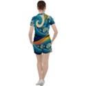 Waves Ocean Sea Abstract Whimsical Art Women s T-Shirt and Shorts Set View2