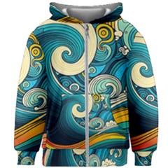 Waves Ocean Sea Abstract Whimsical Art Kids  Zipper Hoodie Without Drawstring
