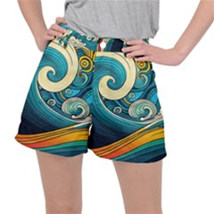 Waves Ocean Sea Abstract Whimsical Art Women s Ripstop Shorts
