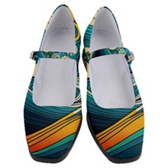 Waves Ocean Sea Abstract Whimsical Art Women s Mary Jane Shoes