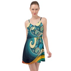 Waves Ocean Sea Abstract Whimsical Art Summer Time Chiffon Dress
