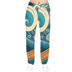 Waves Ocean Sea Abstract Whimsical Art Women Velvet Drawstring Pants