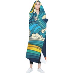 Waves Ocean Sea Abstract Whimsical Art Wearable Blanket