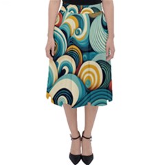 Wave Waves Ocean Sea Abstract Whimsical Classic Midi Skirt