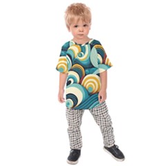 Wave Waves Ocean Sea Abstract Whimsical Kids  Raglan T-shirt