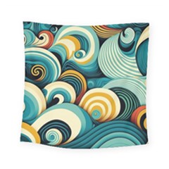 Wave Waves Ocean Sea Abstract Whimsical Square Tapestry (small) by Maspions