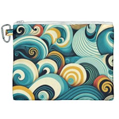 Wave Waves Ocean Sea Abstract Whimsical Canvas Cosmetic Bag (xxl)