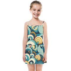 Wave Waves Ocean Sea Abstract Whimsical Kids  Summer Sun Dress by Maspions