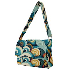 Wave Waves Ocean Sea Abstract Whimsical Full Print Messenger Bag (l)